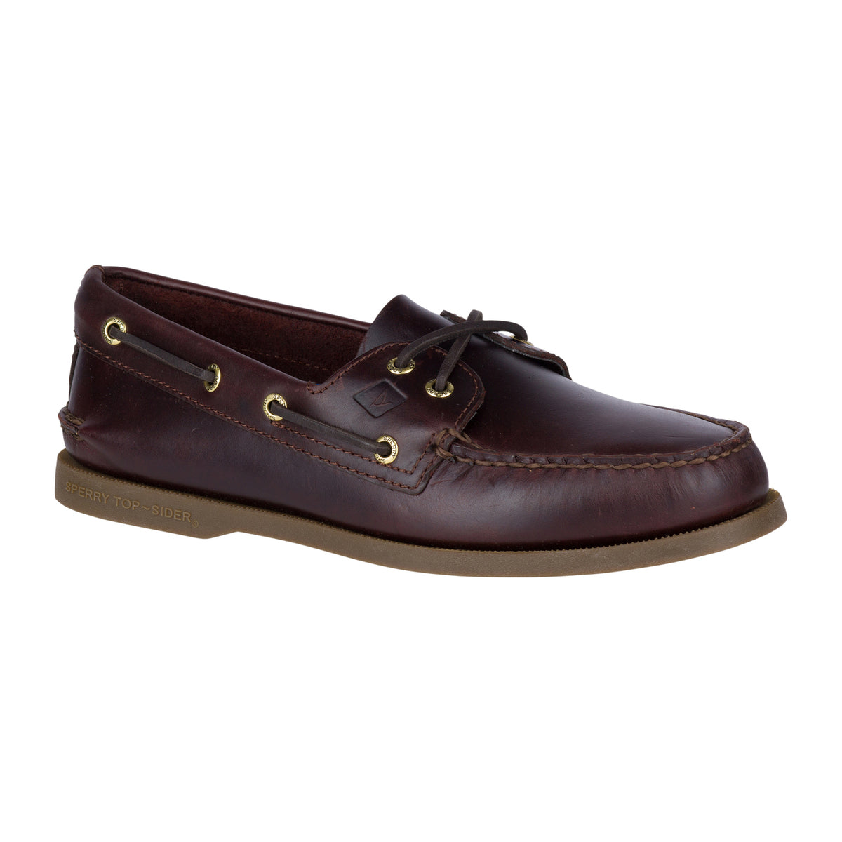 Authentic Original 2 Eye Leather men's boat shoe in amaretto #colour_amaretto