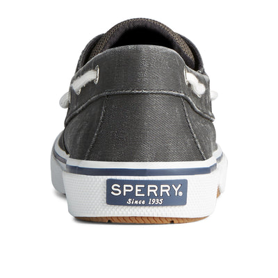 Halyard 2 Eye Saltwashed men's boat shoe sneaker in black #colour_black