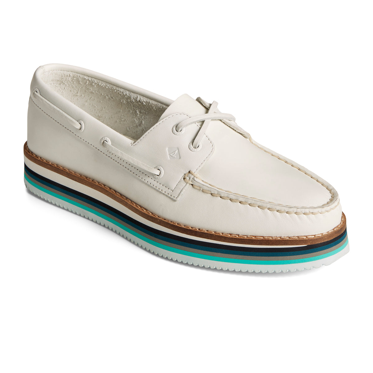 Authentic Original Stacked EVA women's boat shoe in white #colour_white